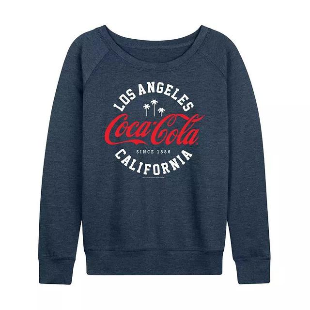 Womens Coca-Cola Los Angeles Slouchy Graphic Sweatshirt, Girls Grey Indigo Product Image