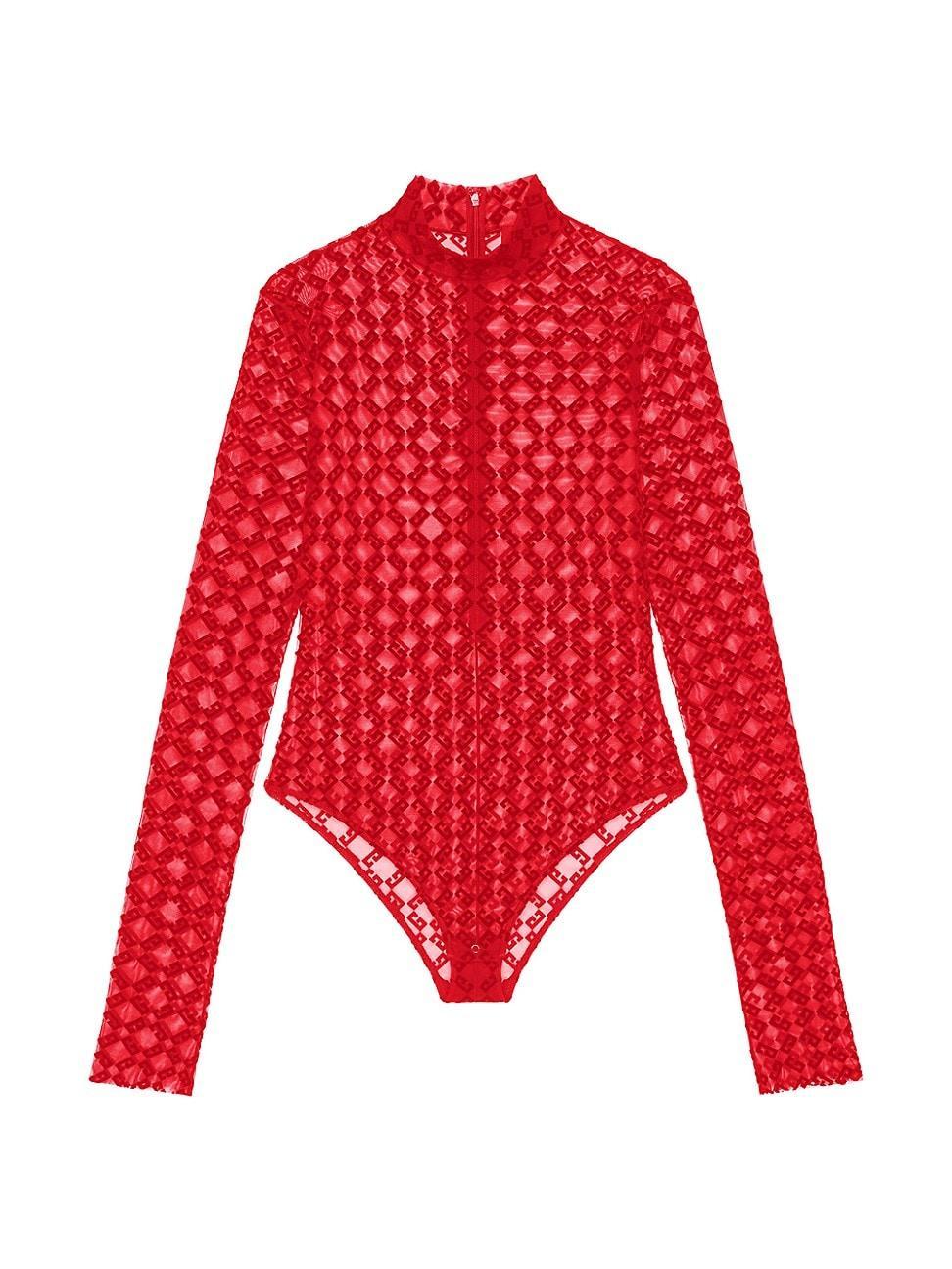 Womens Bodysuit in Monogram Tulle Product Image