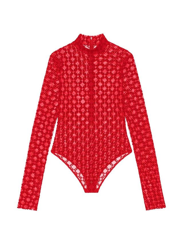 Womens Bodysuit in Monogram Tulle Product Image