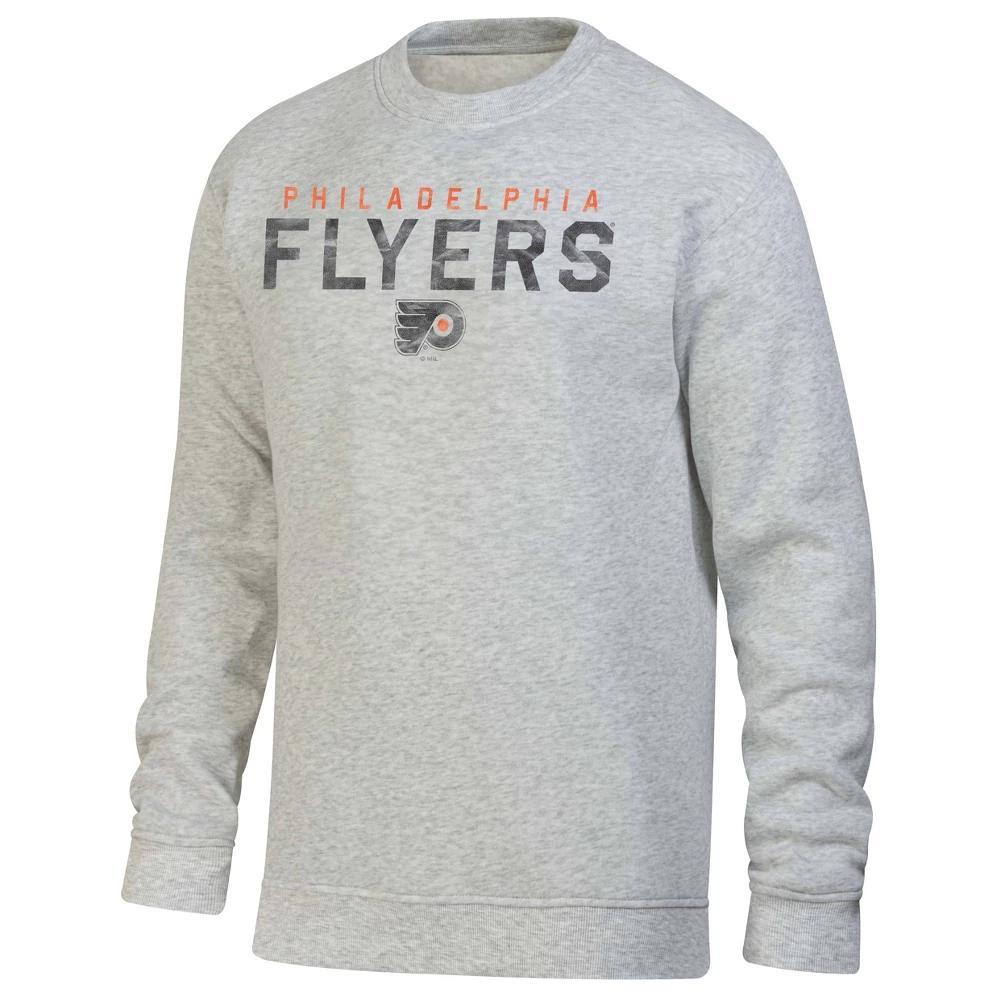 NHL Philadelphia Flyers Mens Long Sleeve Ash Crew Neck Fleece Hooded Sweatshirt Product Image