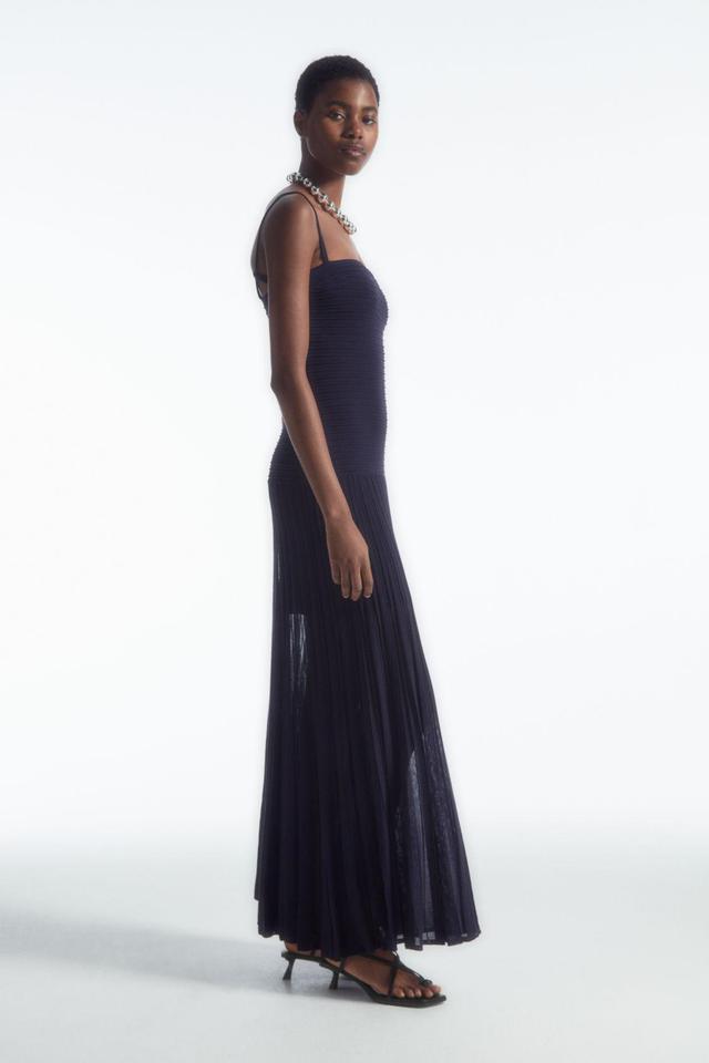 PLEATED KNITTED MAXI DRESS Product Image
