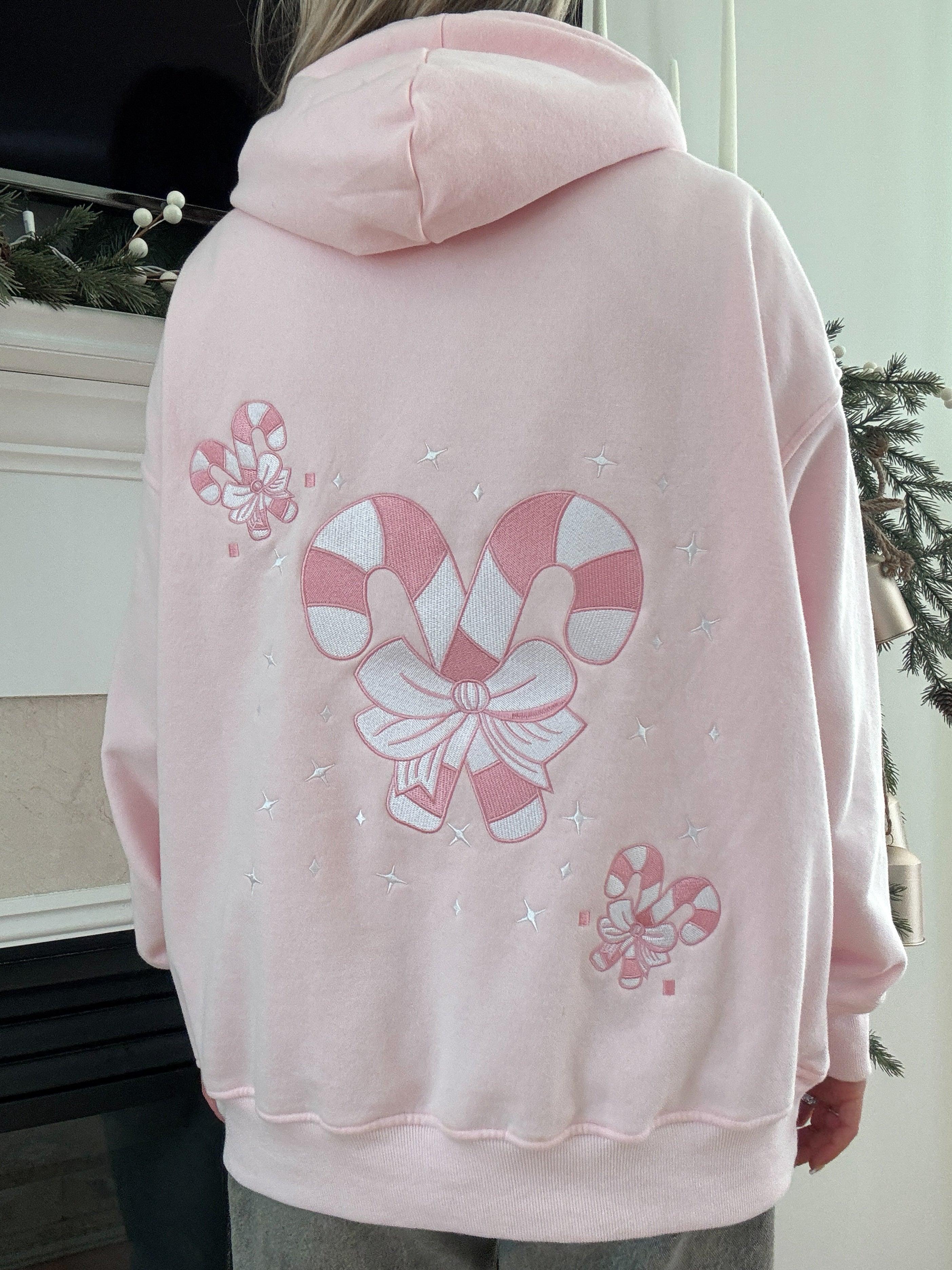 Light Pink Candy Cane Wonderland Hoodie Product Image