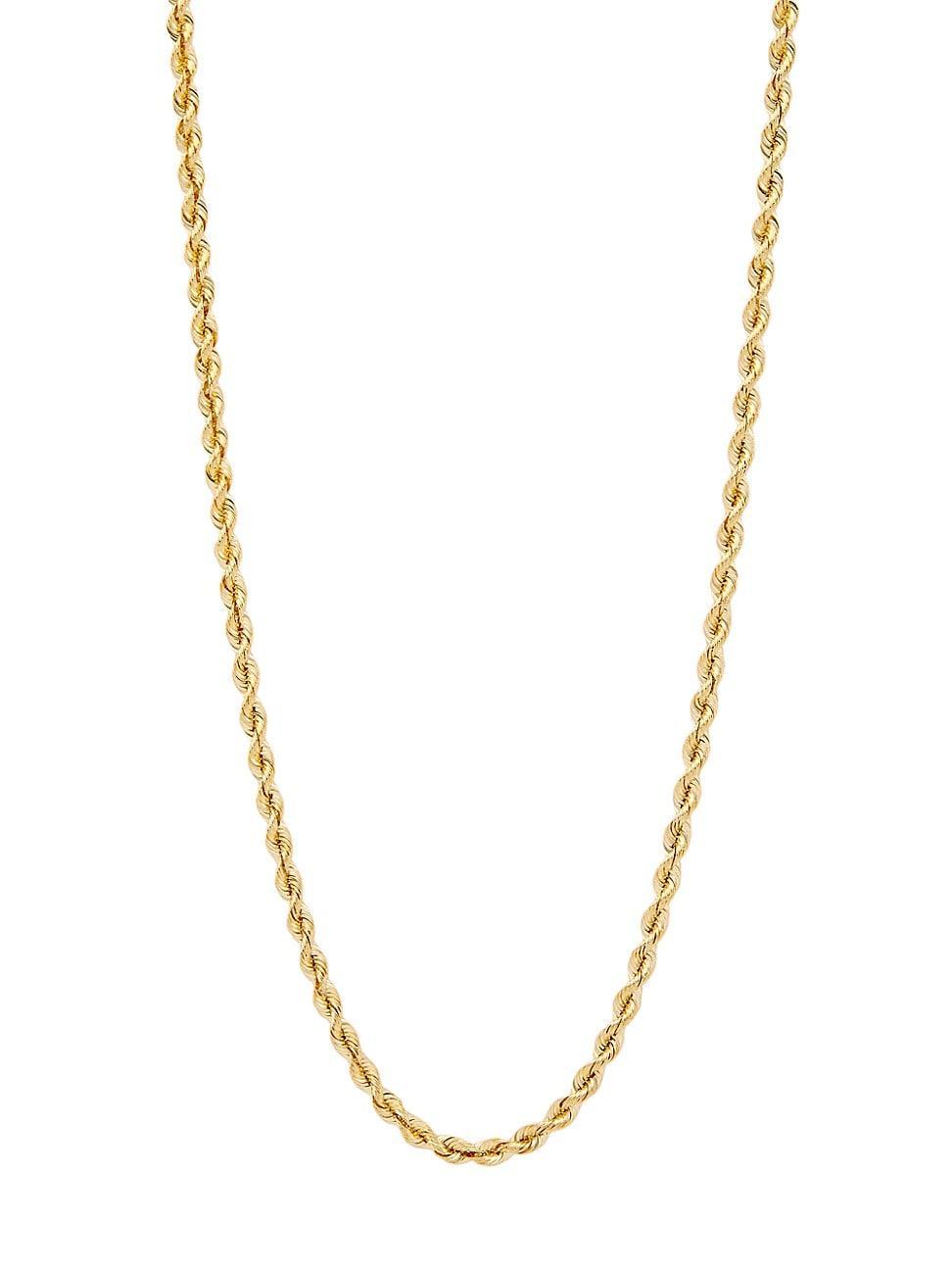 Womens 14K Yellow Gold Rope Chain Necklace Product Image