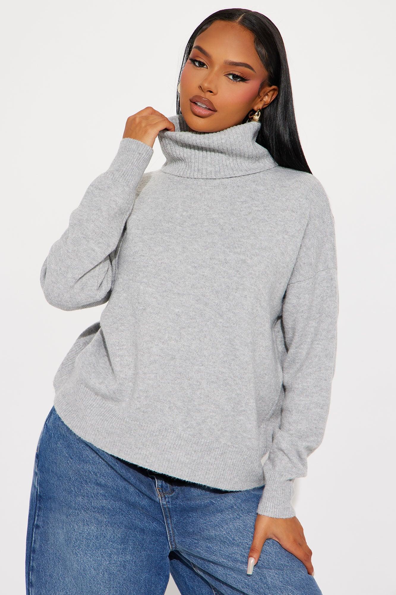 Snow Day Turtleneck Sweater - Grey Product Image