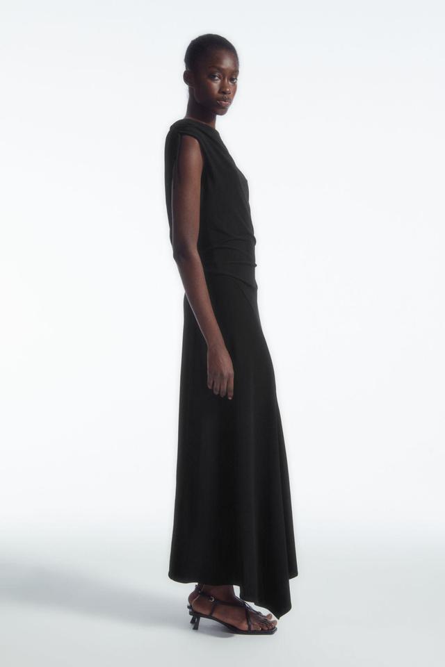 ASYMMETRIC COWL-NECK MAXI DRESS Product Image