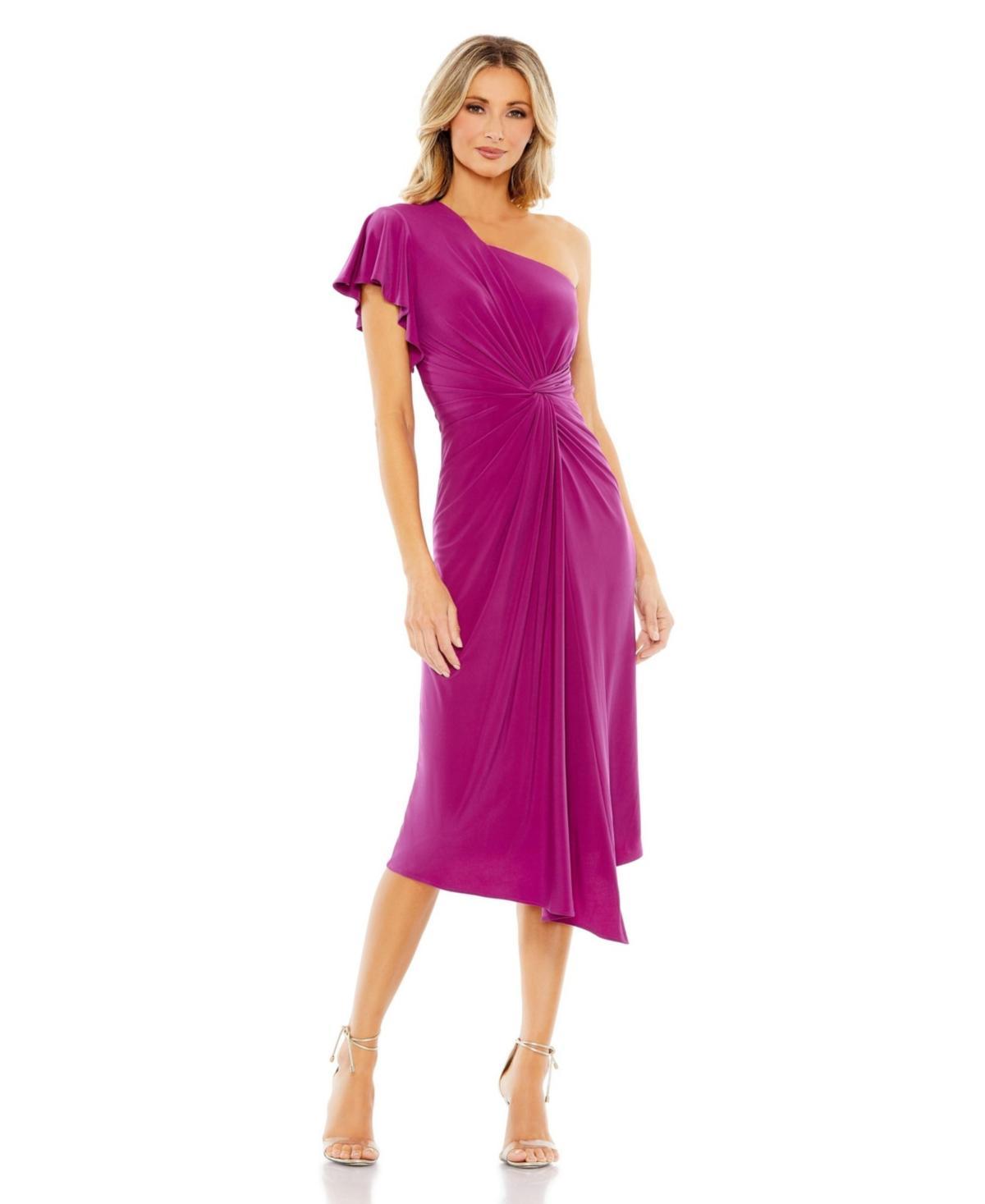 Womens One Shoulder Midi Length Dress Product Image