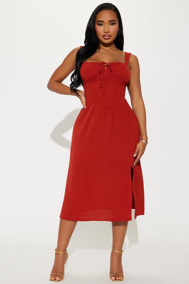 Chasing Dreams Corset Midi Dress - Rust Product Image