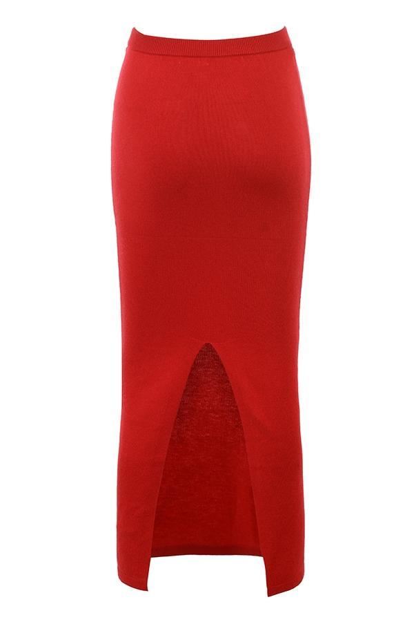 Faith Holly Red Cashmere Blend Midi Skirt Product Image