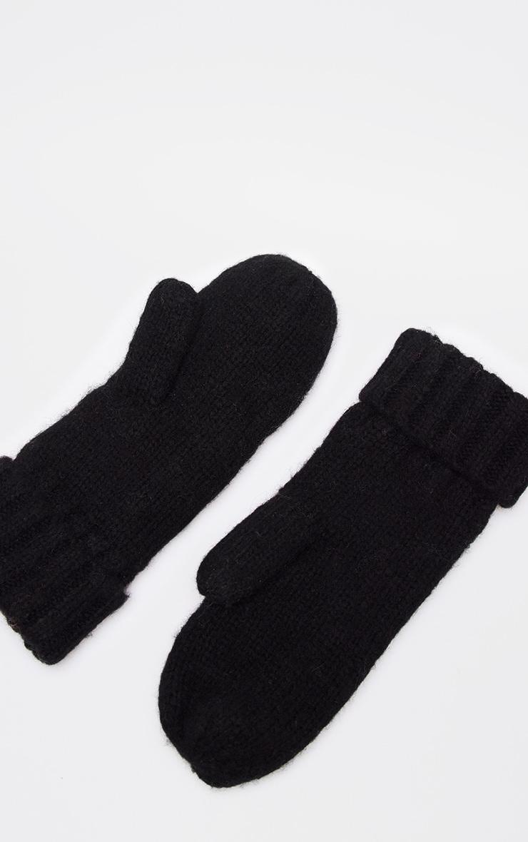  Black Cable Knit Mittens Product Image