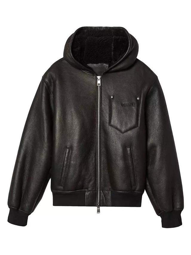 Zip Leather Hoodie Product Image