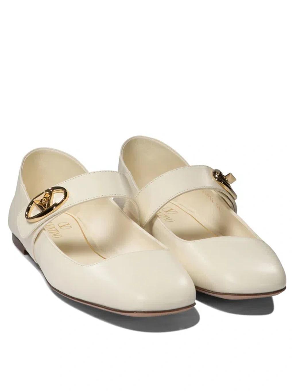 VALENTINO GARAVANI Elegant Mary-jane Ballet Flats With Vlogo Closure In White Product Image