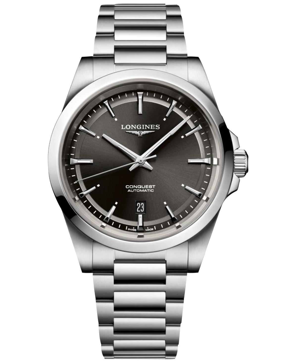 Longines Mens Swiss Automatic Conquest Stainless Steel Bracelet Watch 41mm - Silver Product Image