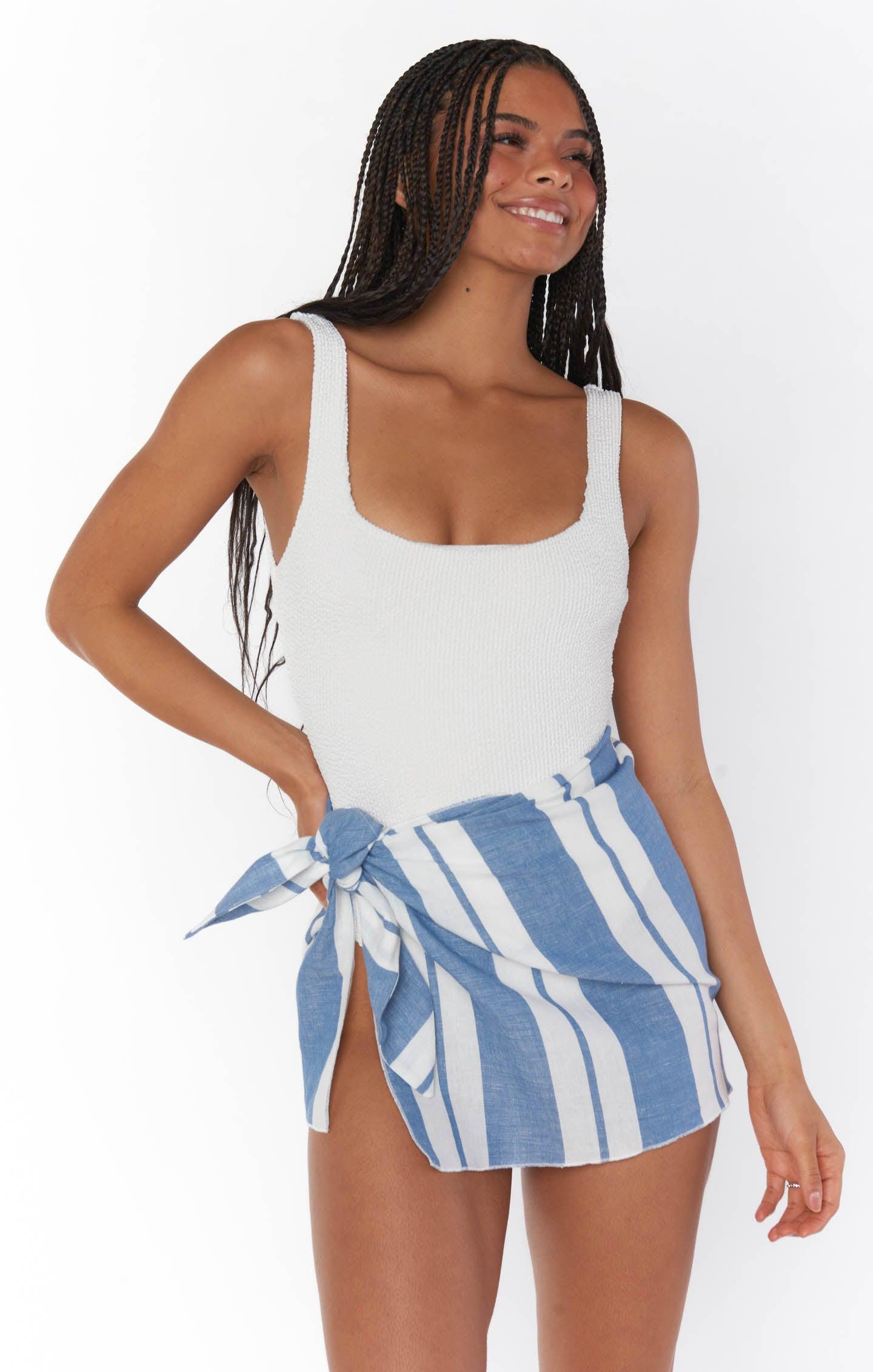 Leyla Sarong ~ Blue Stripe Linen Product Image