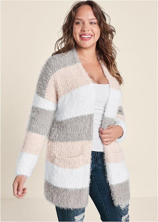 Cozy Striped Cardigan Product Image