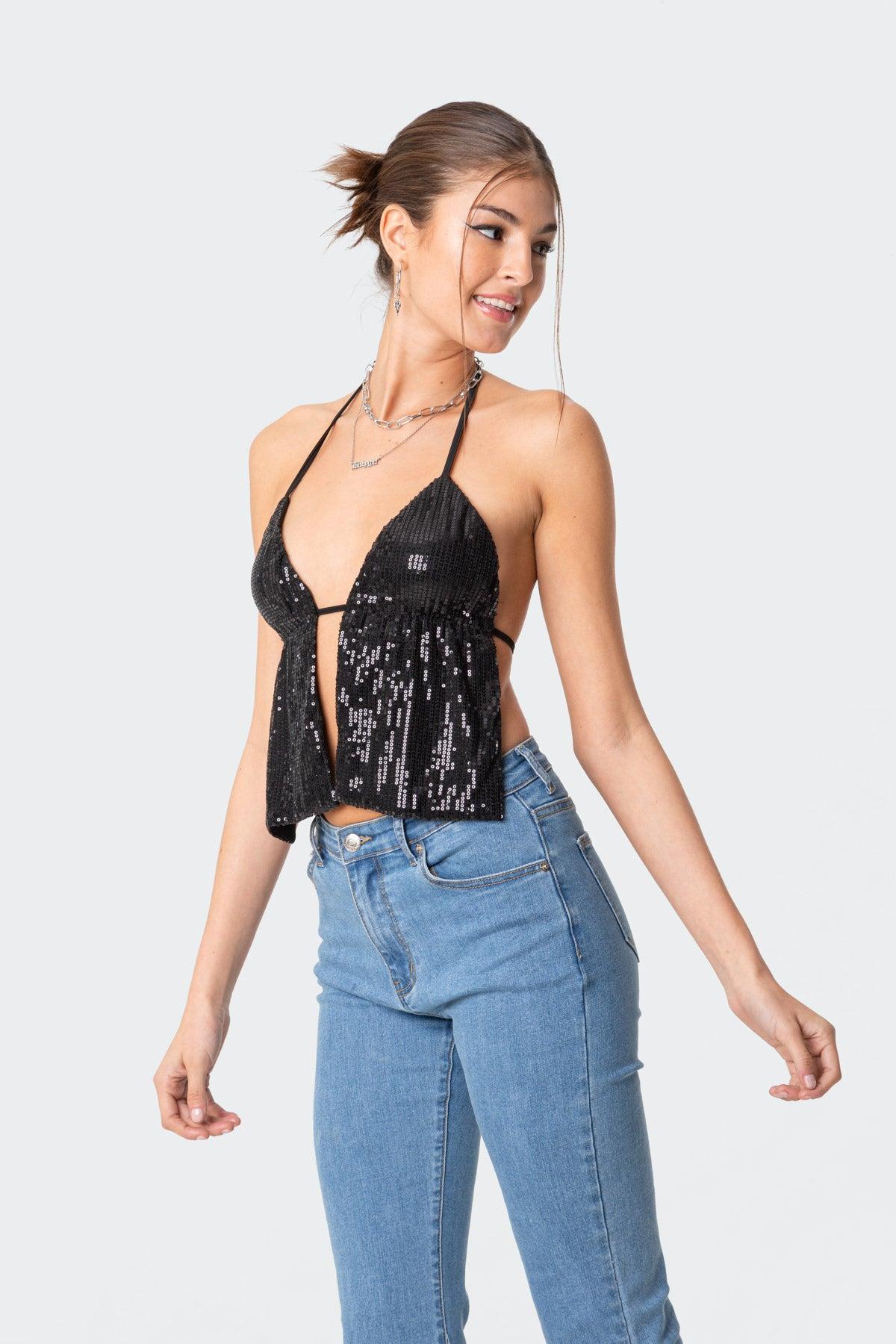 Estelle Open-Back Sequin Top Product Image