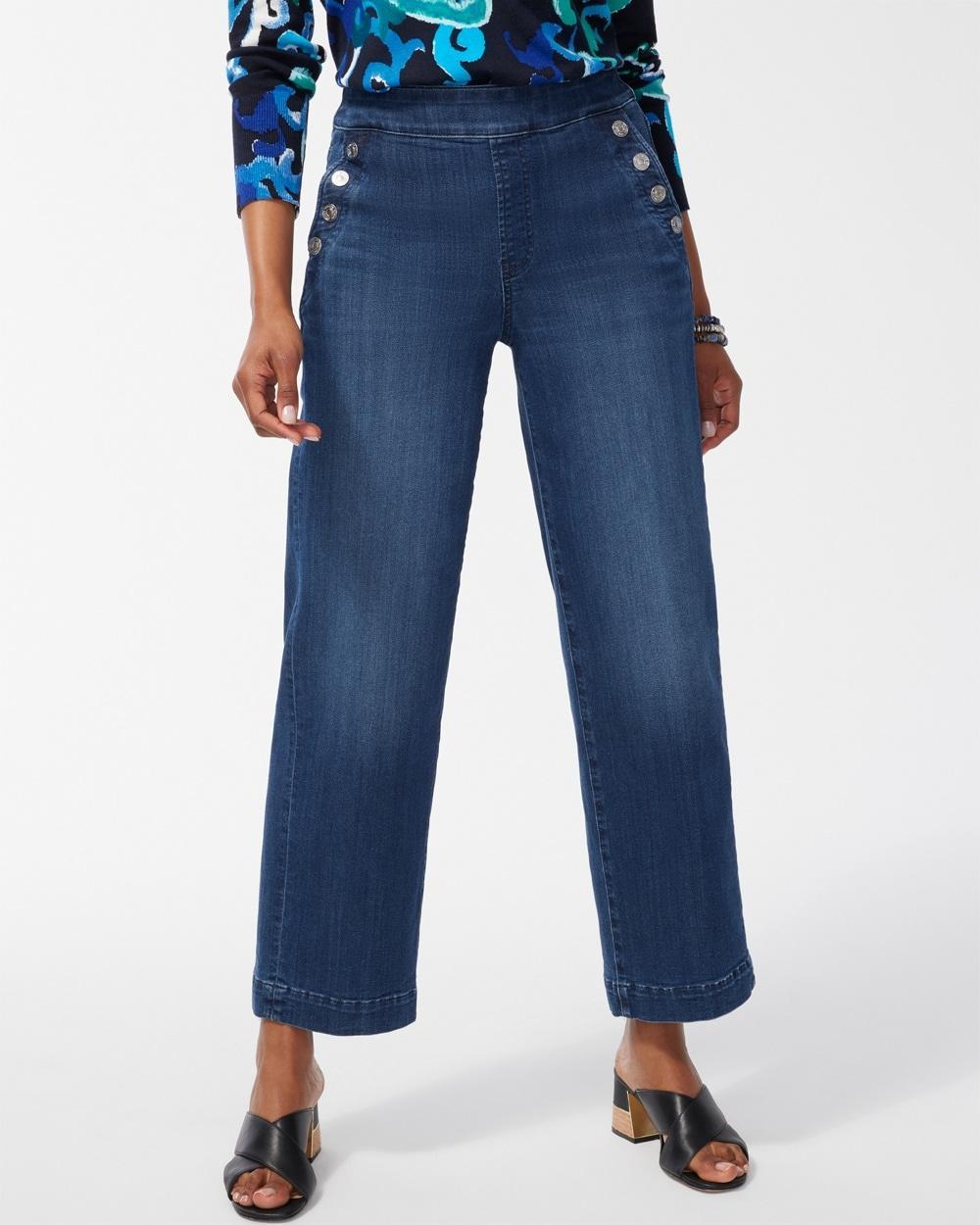 Women's Pull-On Wide Leg Ankle Jeans Product Image