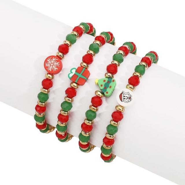 Set of 4: Christmas Beaded Bracelet Product Image