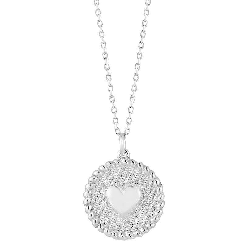 Sunkissed Sterling 3D Heart Pendant Necklace, Womens Silver Tone Product Image