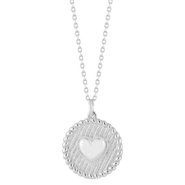 Sunkissed Sterling 3D Heart Pendant Necklace, Womens Silver Tone Product Image