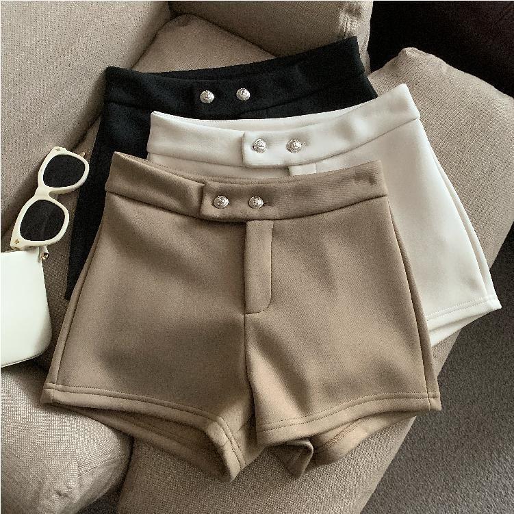 High Waist Plain Shorts Product Image