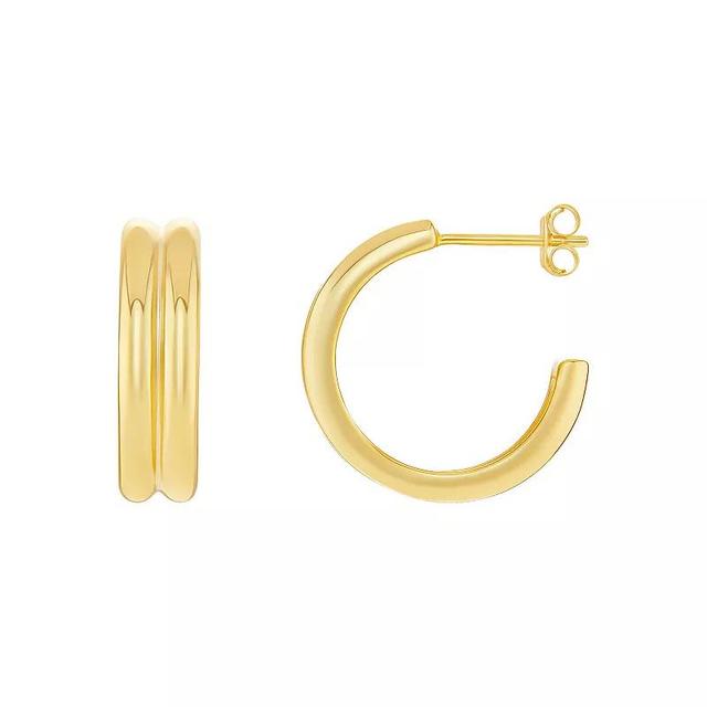 PRIMROSE 18k Gold Vermeil Polished Double Row C Hoop Earrings, Womens Product Image