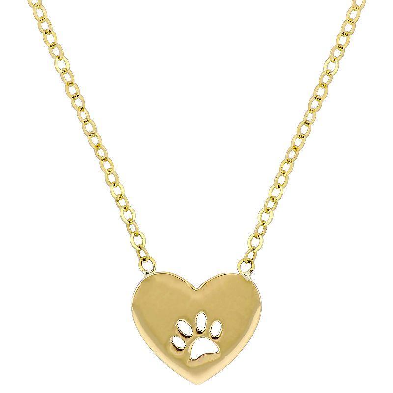 Stella Grace 10K Gold Heart Animal Paw Necklace, Womens Product Image