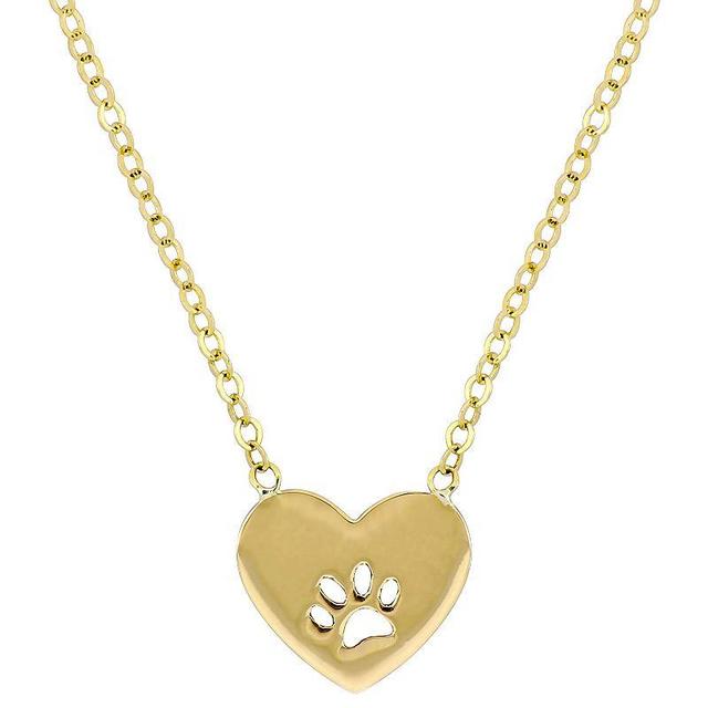 Stella Grace 10K Gold Heart Animal Paw Necklace, Womens Product Image