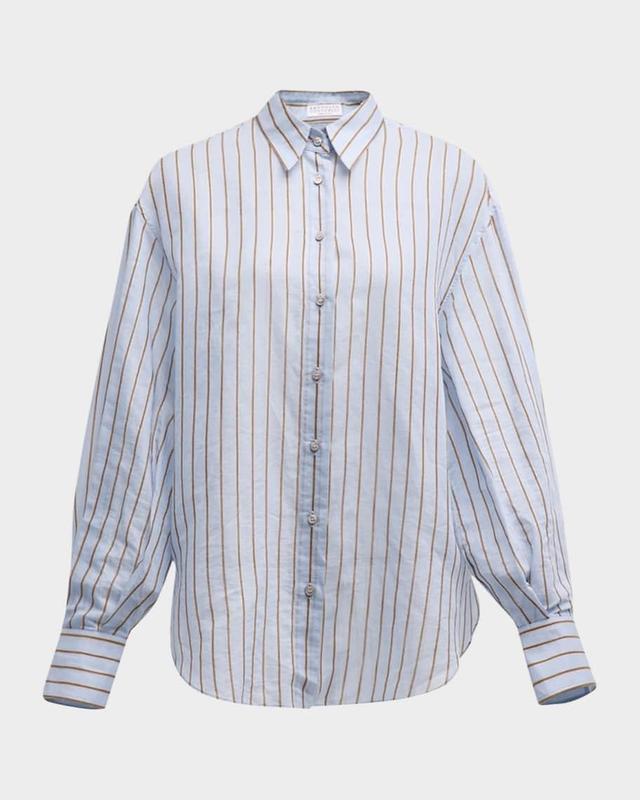 Cotton Silk Lurex Striped Blouse Product Image