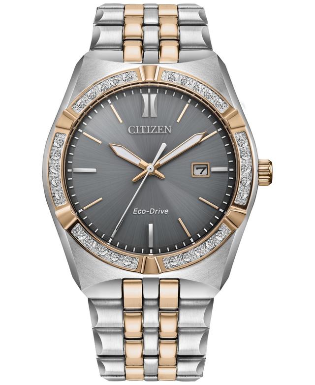 Citizen Eco-Drive Mens Corso Diamond (1/10 ct. t.w.) Two-Tone Stainless Steel Bracelet Watch 40mm Product Image