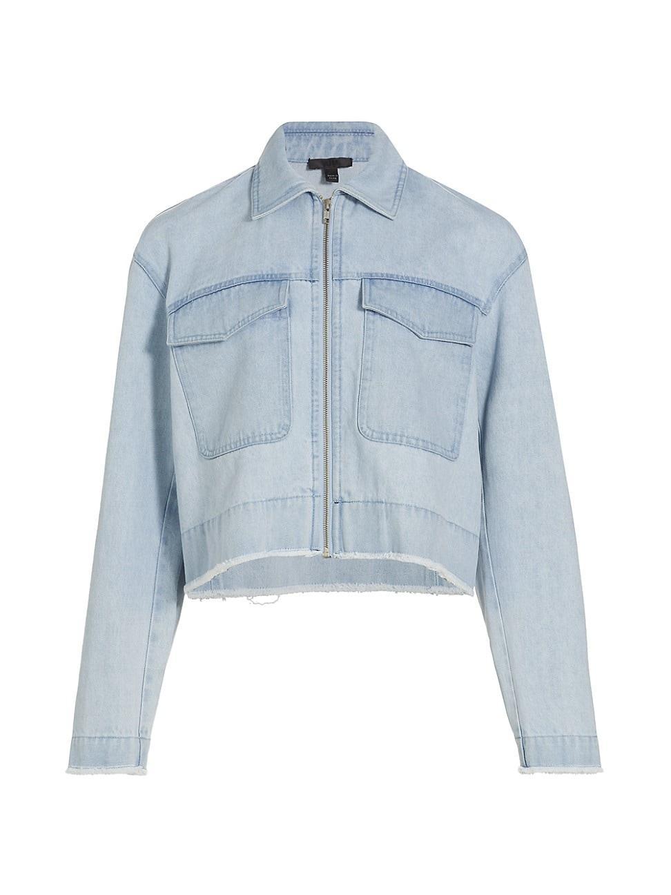 Womens Denim Cropped Shirt Jacket Product Image