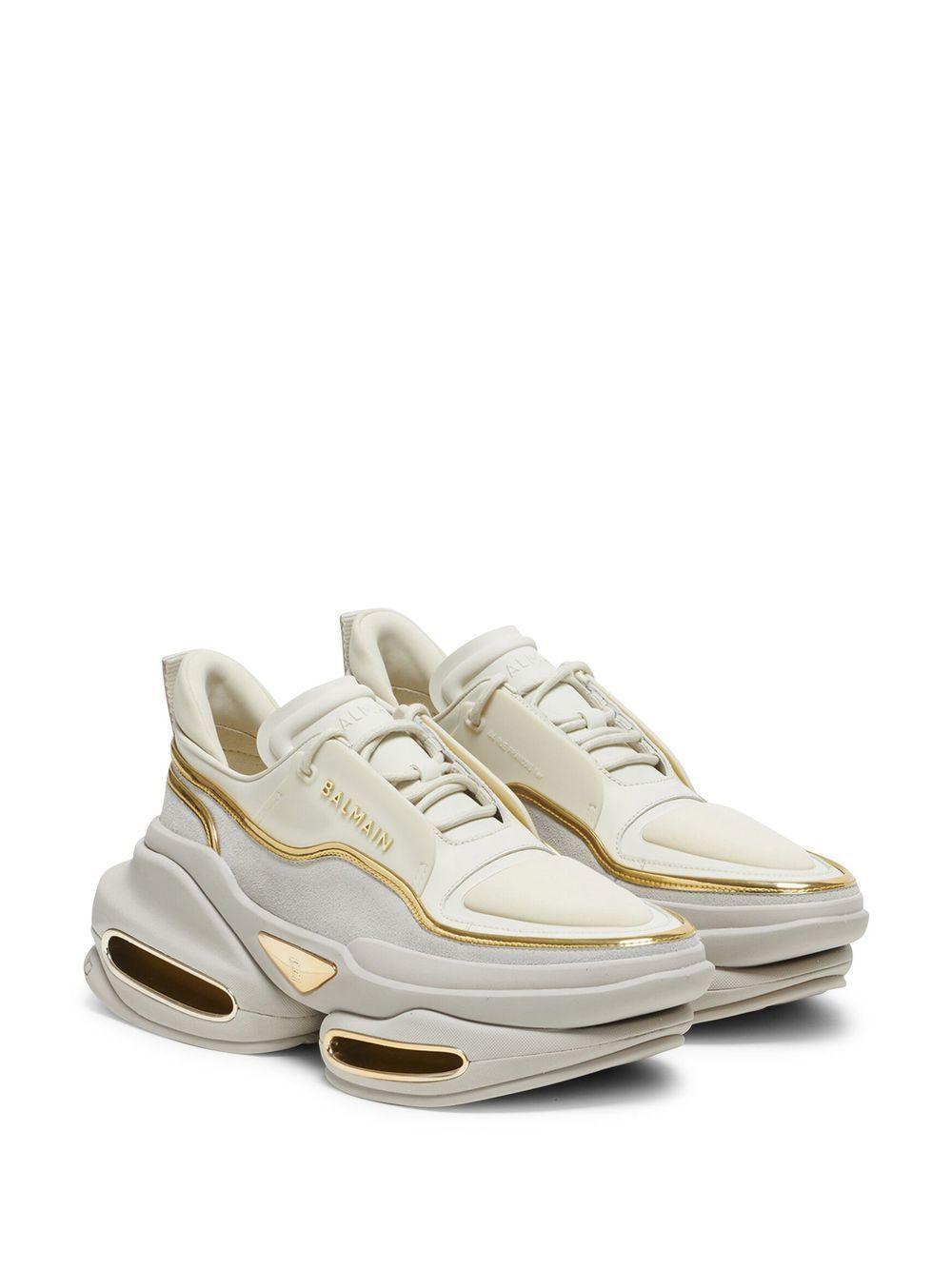 BALMAIN B-bold Low-top Sneakers In Sable Or Product Image