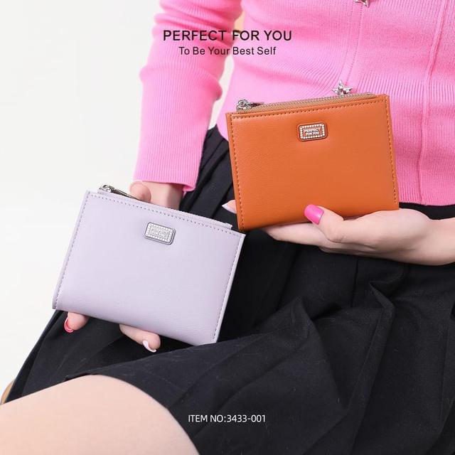 Plain Faux Leather Short Wallet Product Image