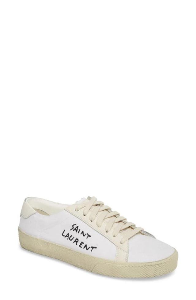 SAINT LAURENT Court Classic Lace-up Sneaker In Panna Product Image