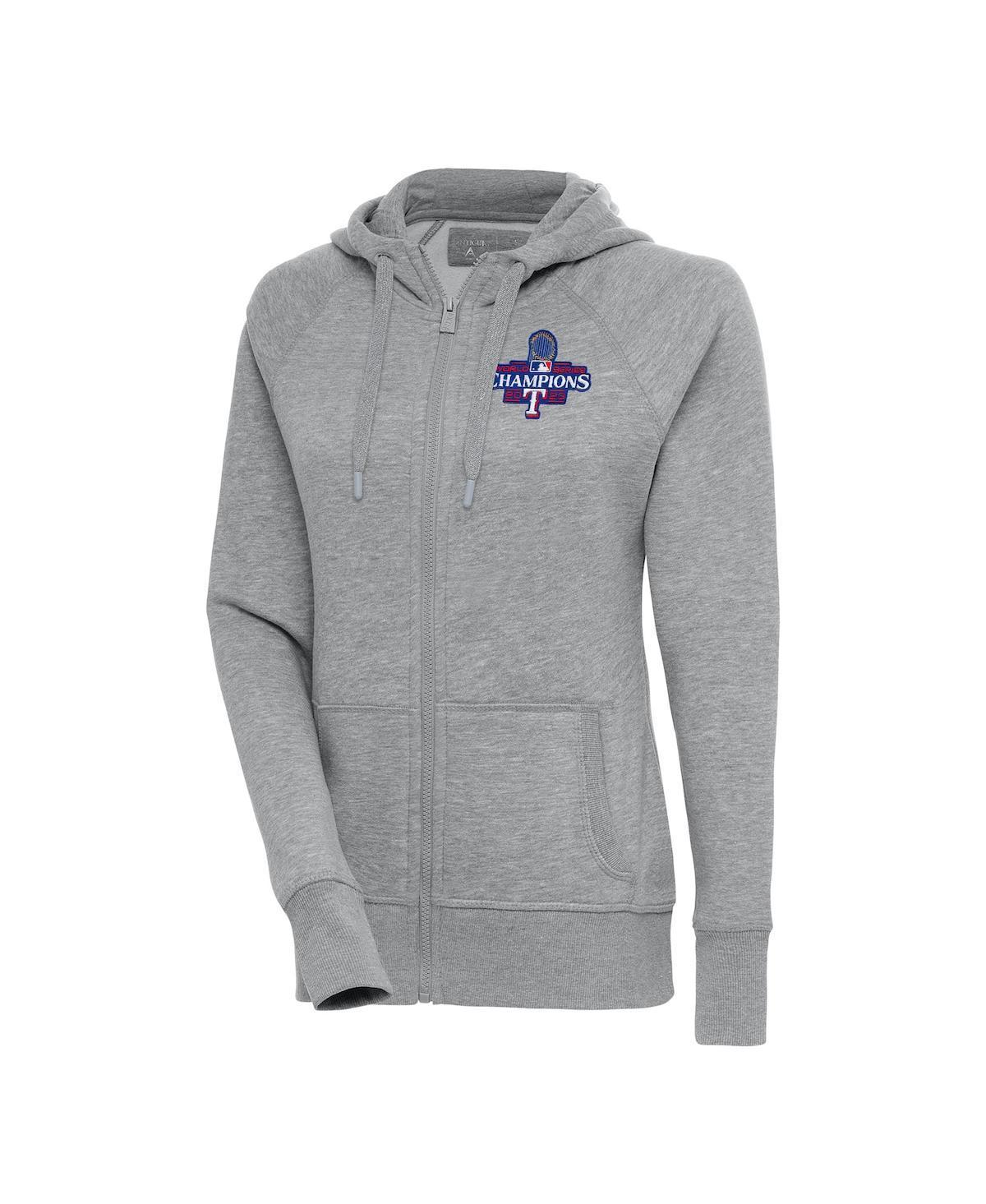 Womens Antigua Heather Gray Texas Rangers 2023 World Series Champions Victory Full-Zip Hoodie Product Image