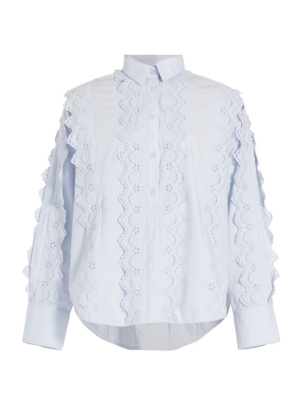 Womens Shay Eyelet-Embroidered Cotton Button-Front Shirt Product Image