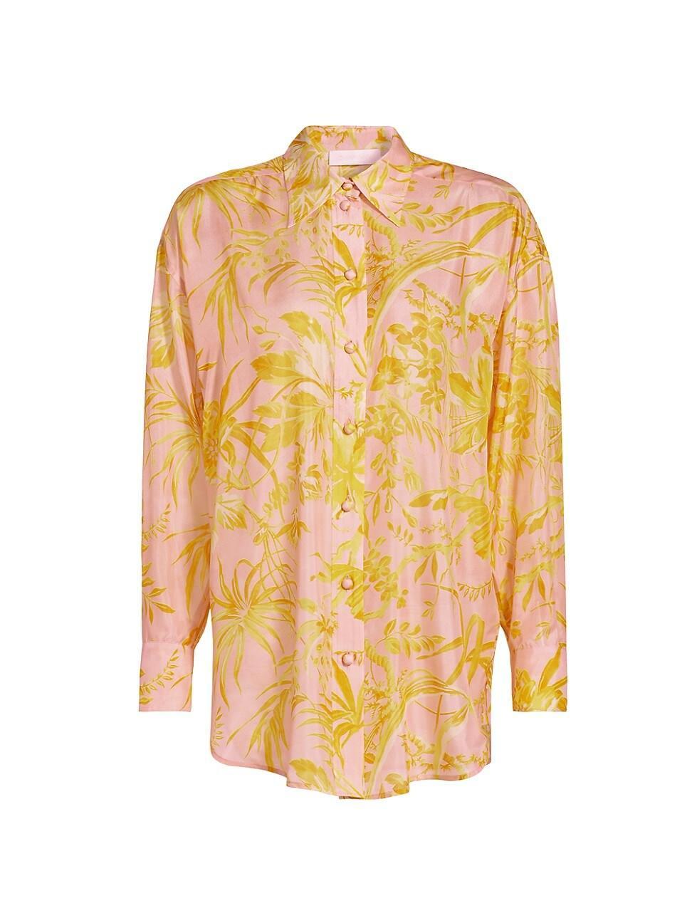 Womens Pop Floral Silk Shirt Product Image