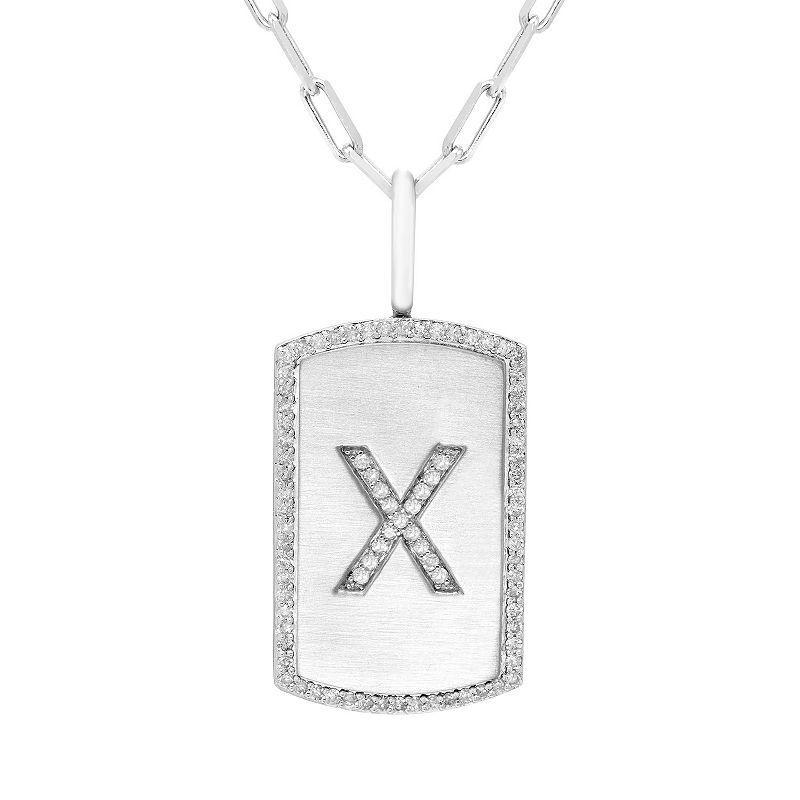 Its Personal Initial Sterling Silver & 1/4 Carat T.W. Diamond Dog Tag Necklace, Womens White Product Image