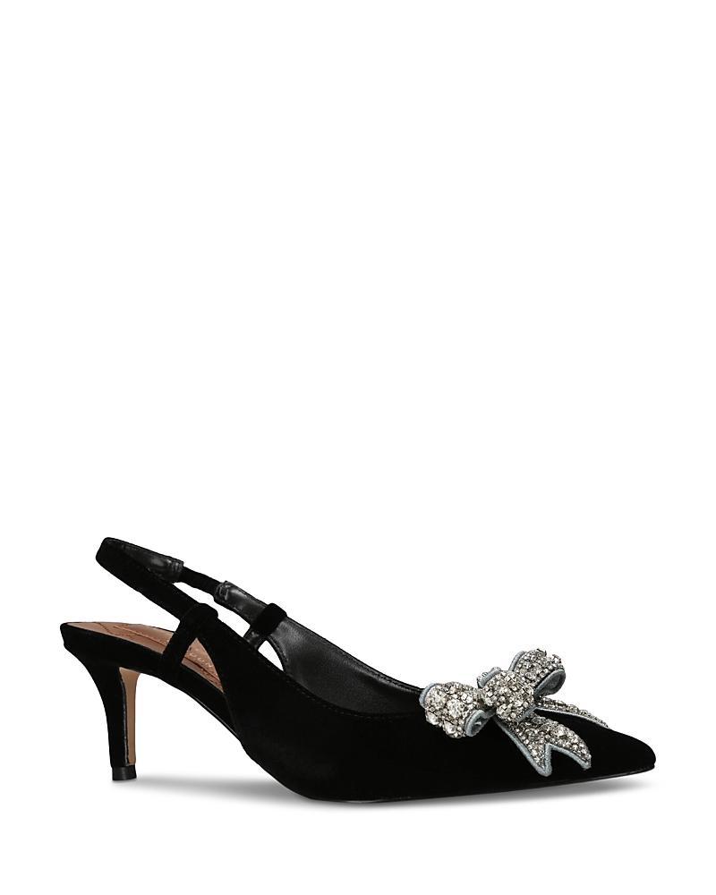 Kurt Geiger London Womens Belgravia Bow Velvet Kitten Heel Slingback Pumps Product Image