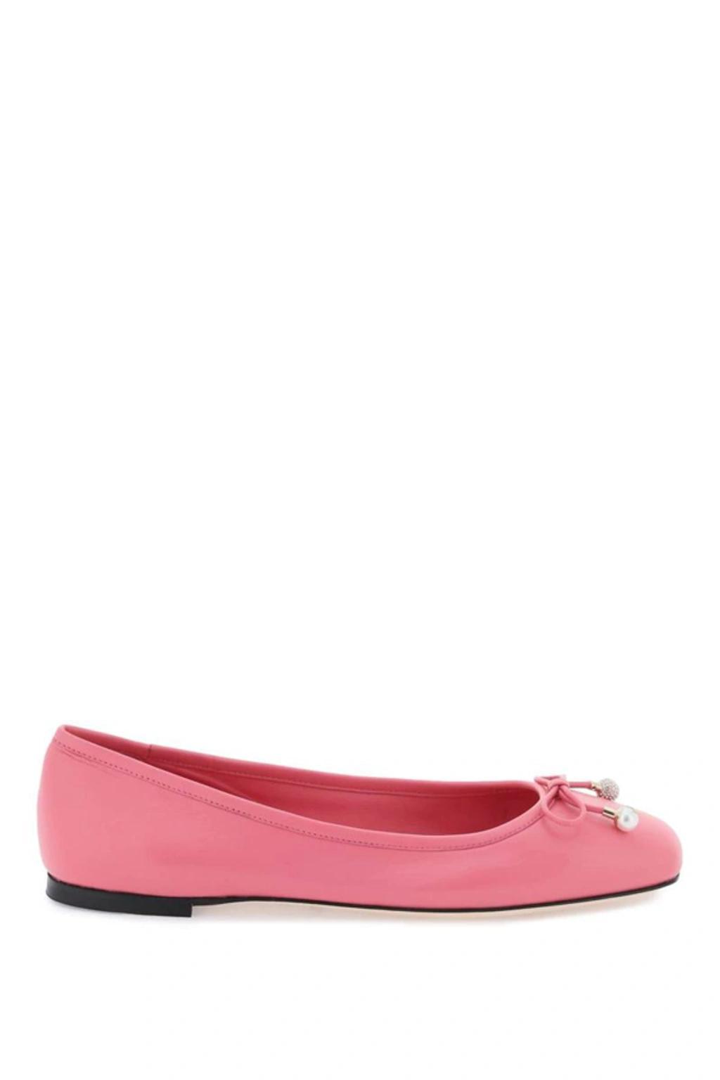 Elme Leather Bow Ballerina Flats In Pink product image