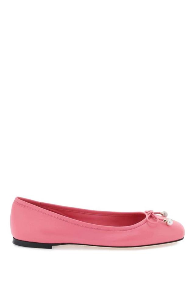 Elme Leather Bow Ballerina Flats In Pink Product Image