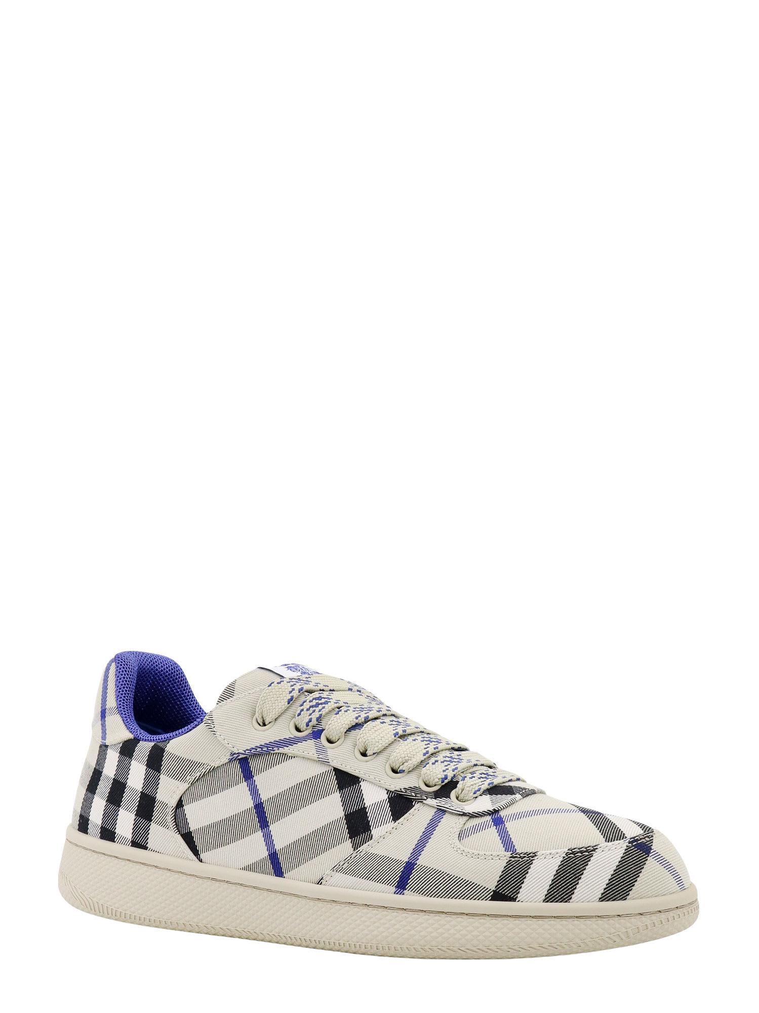 BURBERRY Canvas Sneakers With  Check Motif In Grigio Product Image