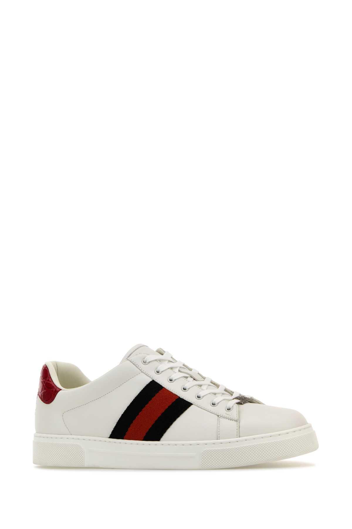 GUCCI White Leather Ace Sneakers Product Image