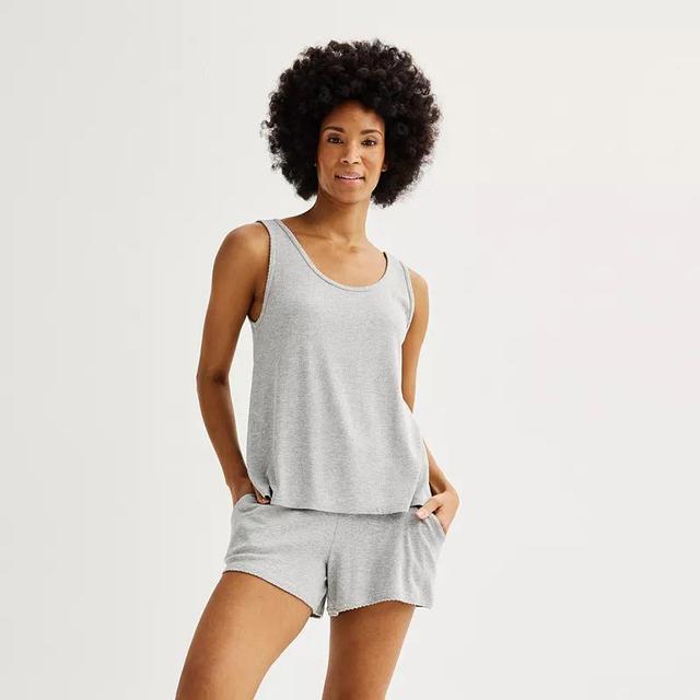 Womens Sonoma Goods For Life Pajama Tank Top & Pajama Shorts Set Medium Cumulus Grey Product Image