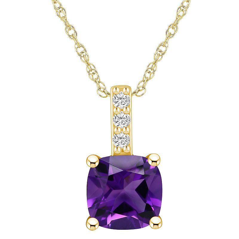 Macys Amethyst (2 Ct. T.w.) and Diamond Accent Pendant Necklace in 14K Yellow Gold Product Image