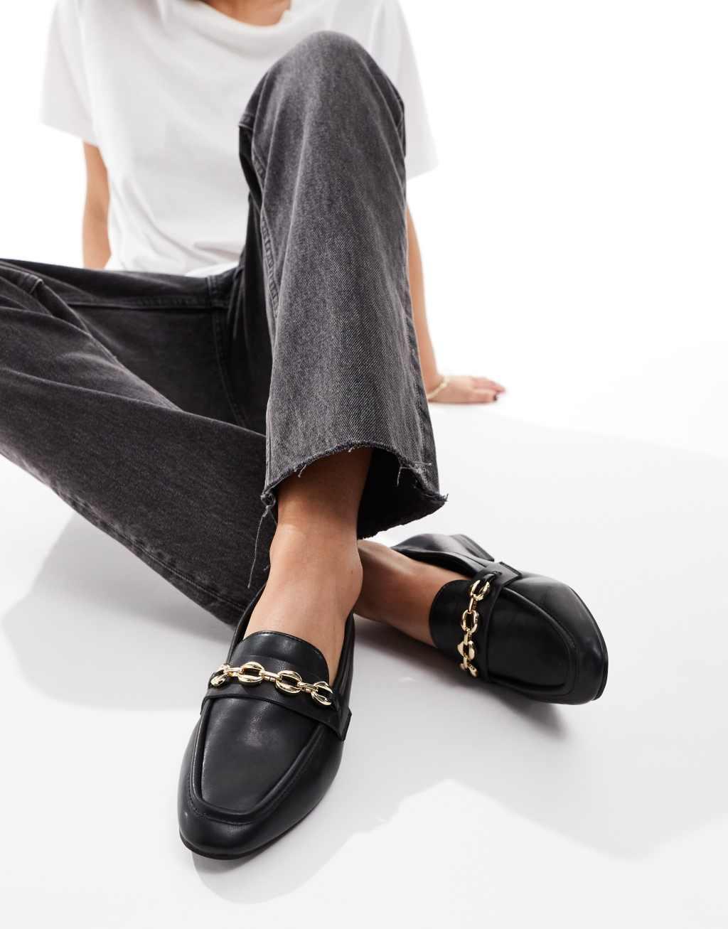 ASOS DESIGN Macaroon chain loafer in Black Product Image