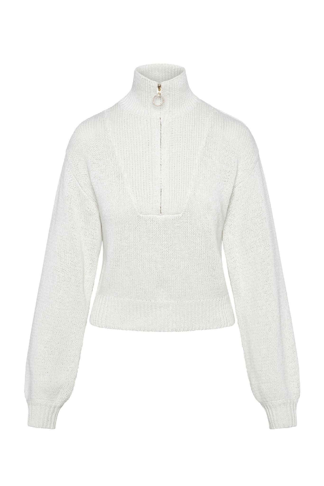 Lisbon Quarter Zip Sweater - White Product Image