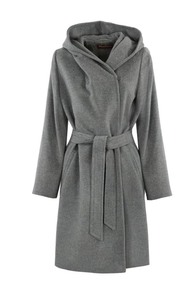 MAX MARA Newmang Wool Coat With Hood In Mid Grey Product Image