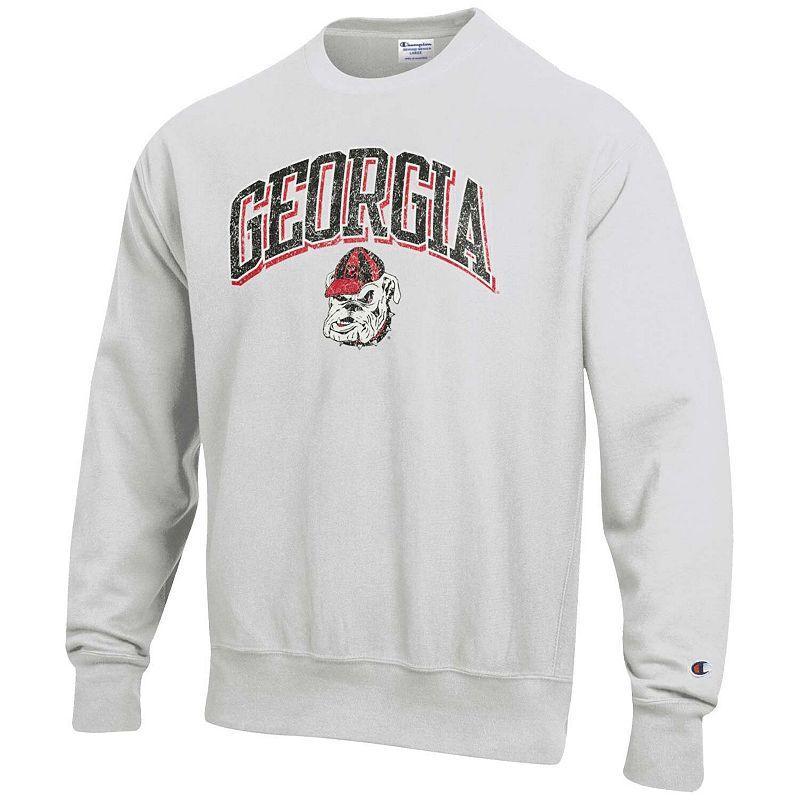 Mens Champion Gray Georgia Bulldogs Arch Over Logo Reverse Weave Pullover Sweatshirt Product Image