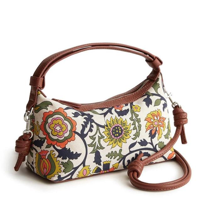 Vera Bradley Roxbury Crescent Crossbody Bags Women in Marrakesh Vines Pumice Stone Orange/White Product Image