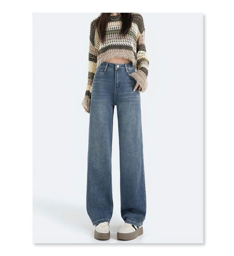 High Rise Washed Loose Fit Jeans Product Image